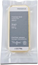 500 grams Heraeus Gold Bar Back
