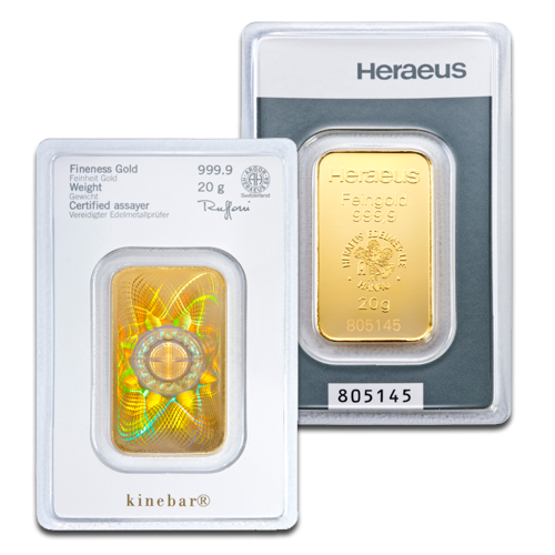 20 Gramm Goldbarren Heraeus Kinebarren®