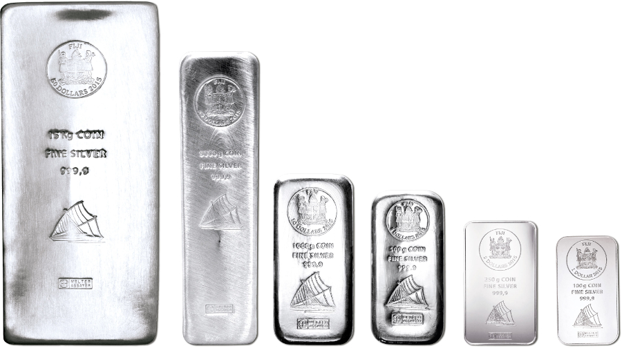 100 Gramm Fiji Silber Münzbarren differenzbesteuert