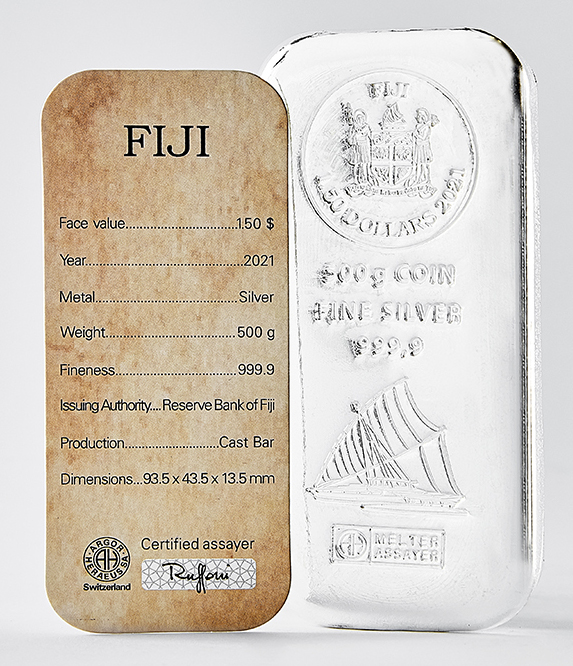 500 Gramm Fiji Silber Münzbarren differenzbesteuert