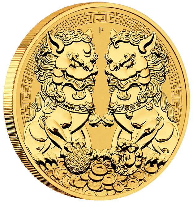 Australian "Chinese Myth & Legends" Double Pixiu 1 Unze Goldmünze 2021