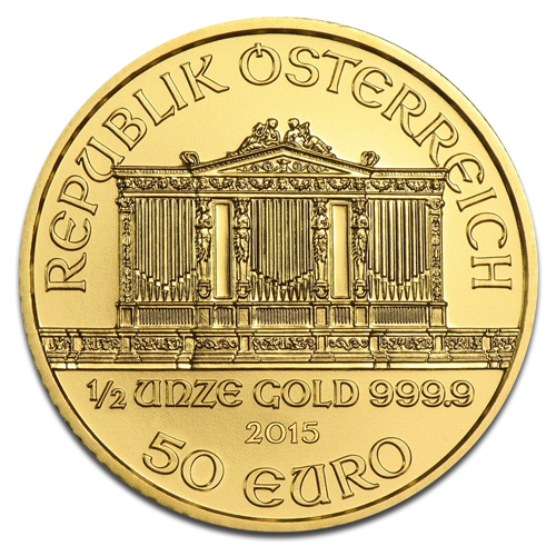 Vienna Philharmonic 1 2oz Gold Coin 2015 - front