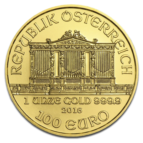 Vienna Philharmonic, 1oz Gold, 2016 - back