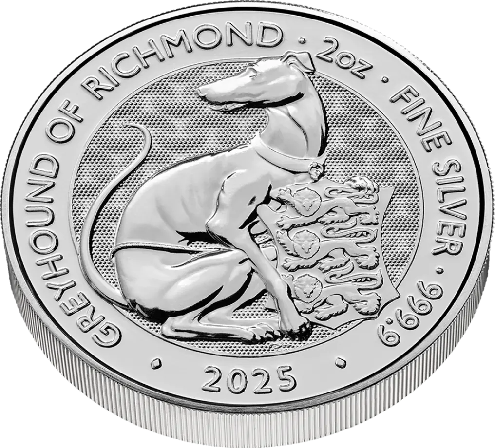 Tudor Beasts Greyhound 2 Unzen Silbermünze 2025