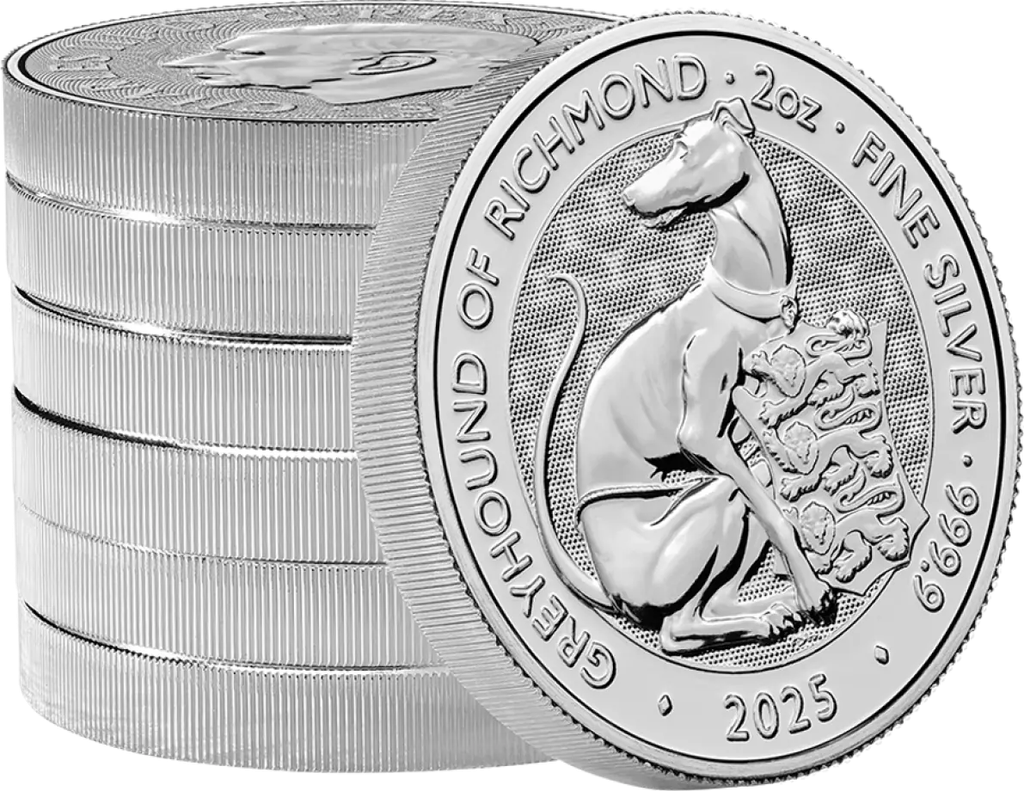 Tudor Beasts Greyhound 2 Unzen Silbermünze 2025