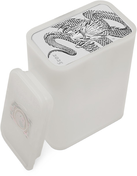 Dragon rectangular 1oz Silver Coin 2025 - Coin tube