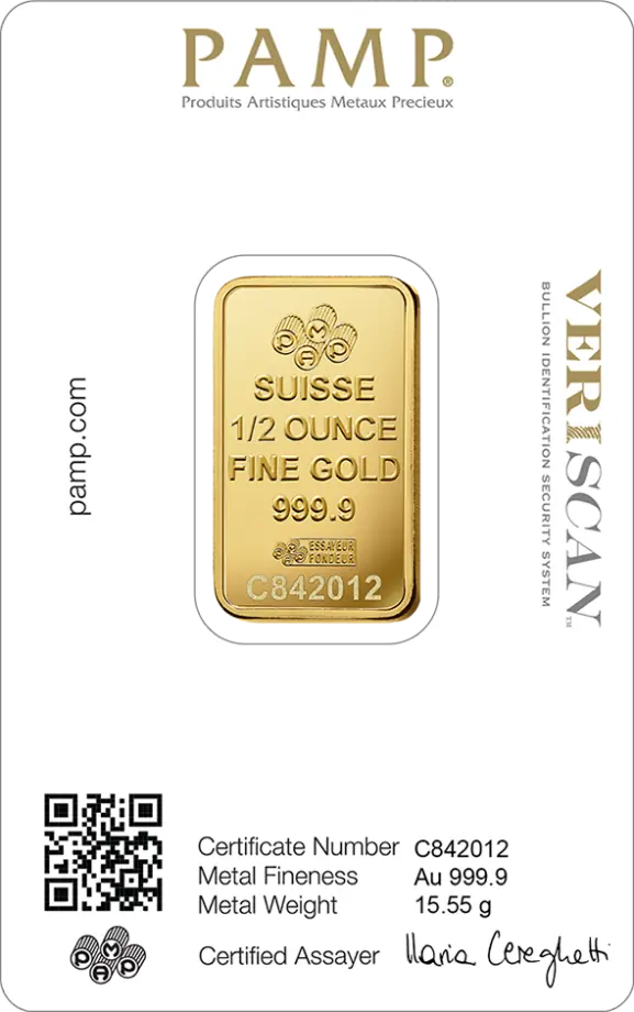 1/2 Unze Goldbarren | PAMP Fortuna