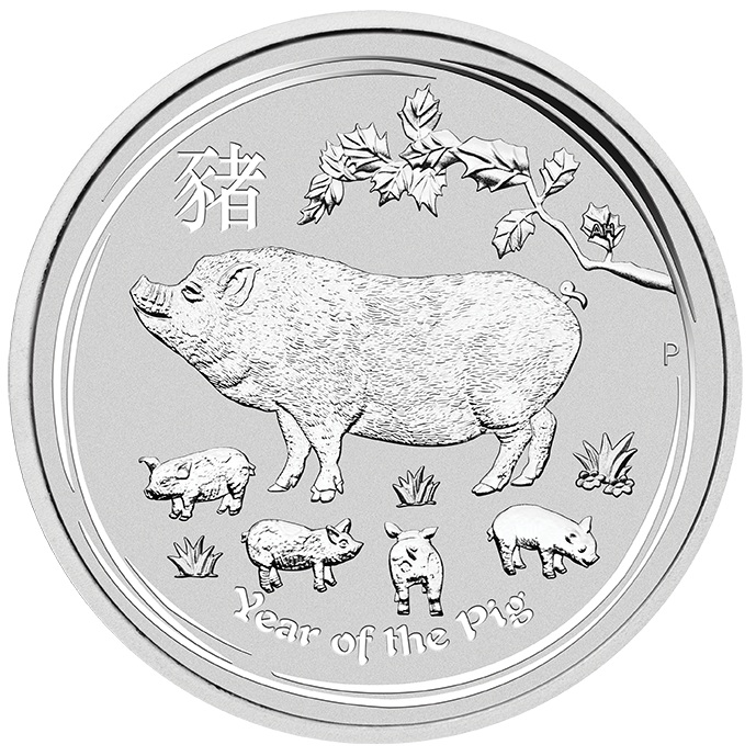 Lunar II Pig Motiv Silber 2019