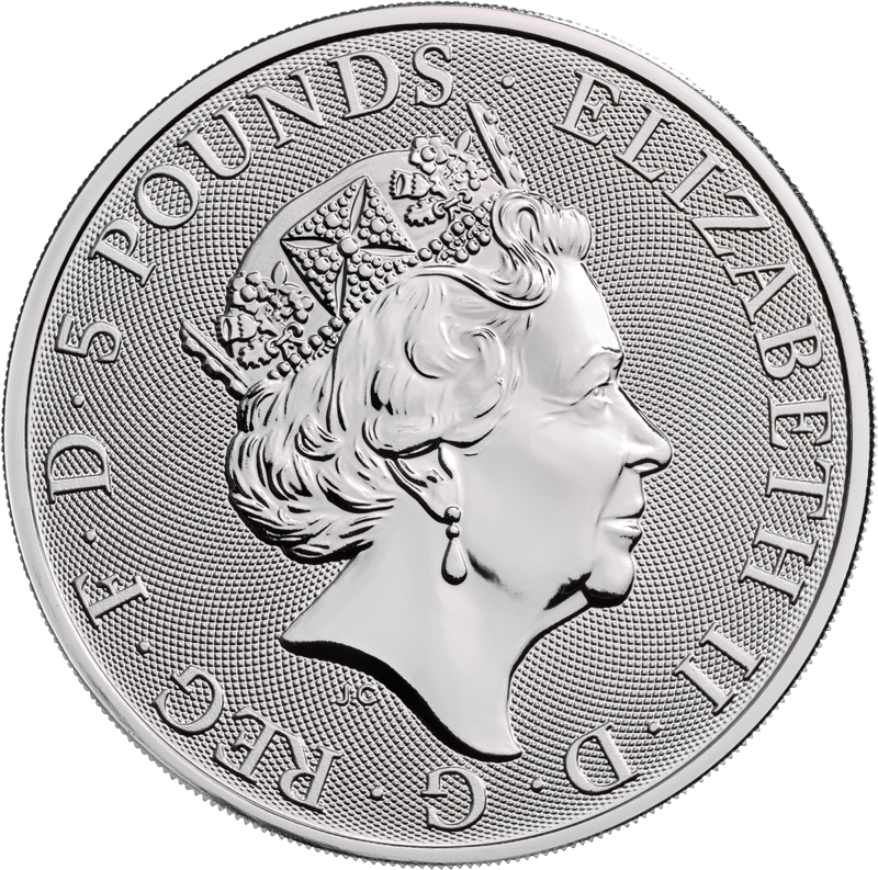 The Queen's Beasts Yale of Beaufort 2019 UK Silver Two Ounce Bullion Coin obverse