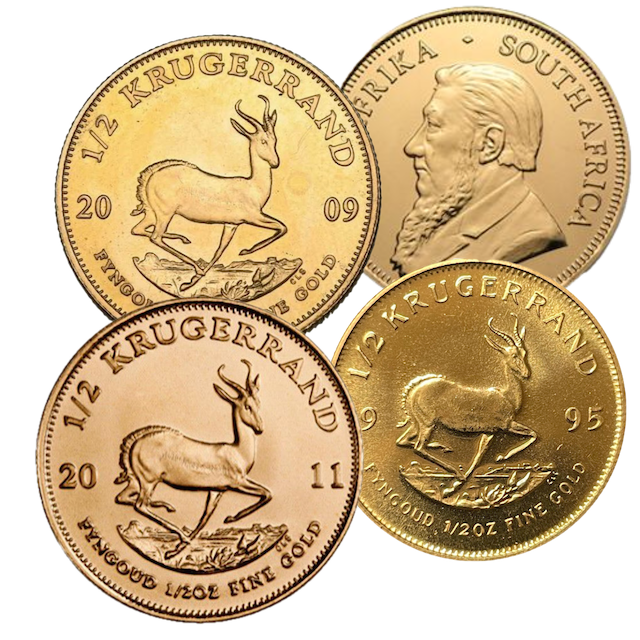 Krugerrand 1/2oz Gold Coin different years