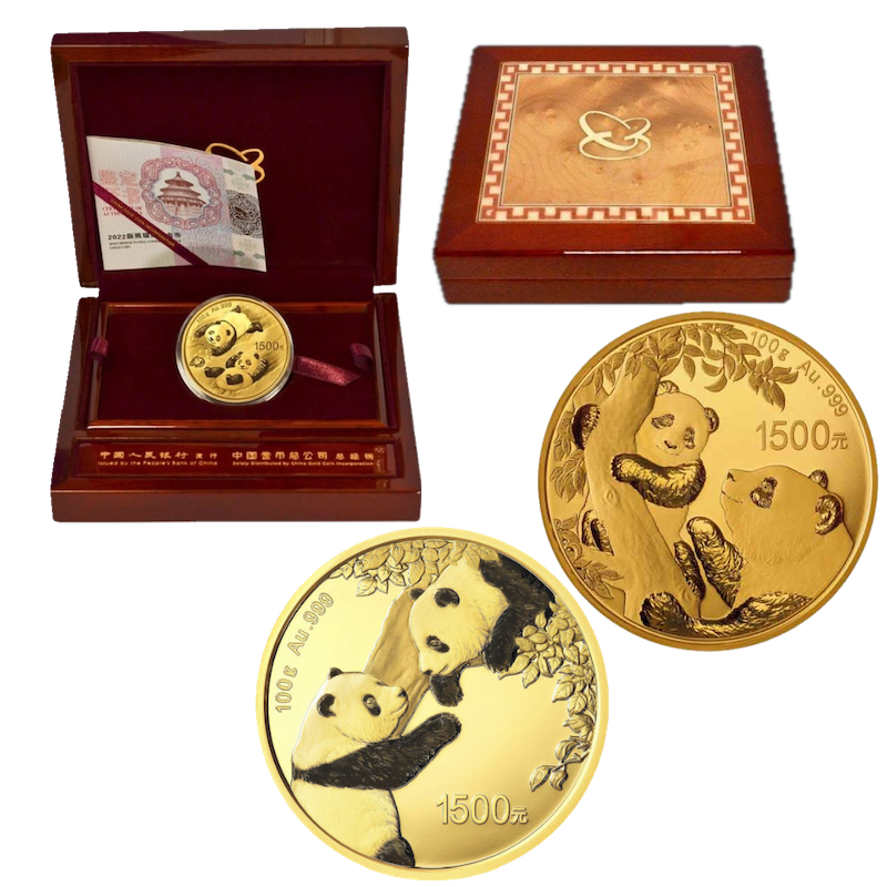 China Panda 100g Gold Coin Proof random Years