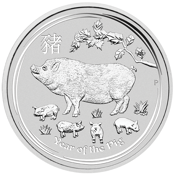 Lunar II Pig 1oz Silver Coin 2019 (margin scheme)