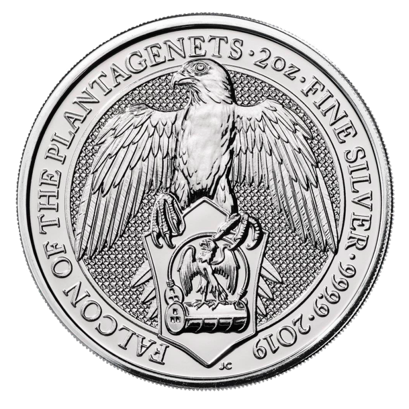 Queen's Beasts Falcon of the Plantagenets 2oz Silver Coin 2019 margin scheme