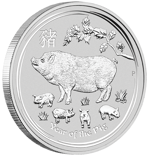 Lunar II Pig 10oz Silver Coin 2019 (margin scheme)