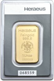 1oz Gold Bar Heraeus with Certificate