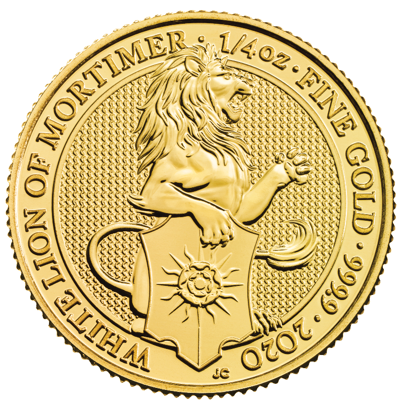 Queen's Beasts White Lion of Mortimer 1/4oz Gold Coin 2020