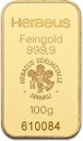 100g Gold Bar | Heraeus with Certificate