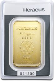 50g Gold Bar | Heraeus with Certificate