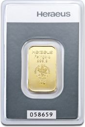 10g Gold Bar Heraeus with Certificate