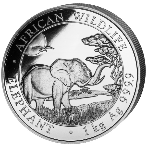 Somalia Elephant 1kg Silver Coin 2019 margin scheme