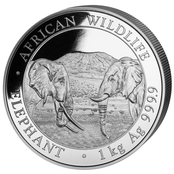 Somalia Elephant 1kg Silver Coin 2020 margin scheme