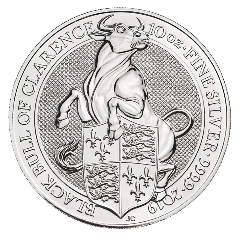 Queen's Beasts Black Bull 10oz Silver Coin 2019 margin scheme