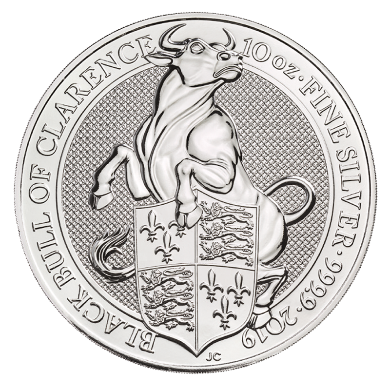 Queen's Beasts Black Bull of Clarence 10oz Silver Coin 2019 margin scheme