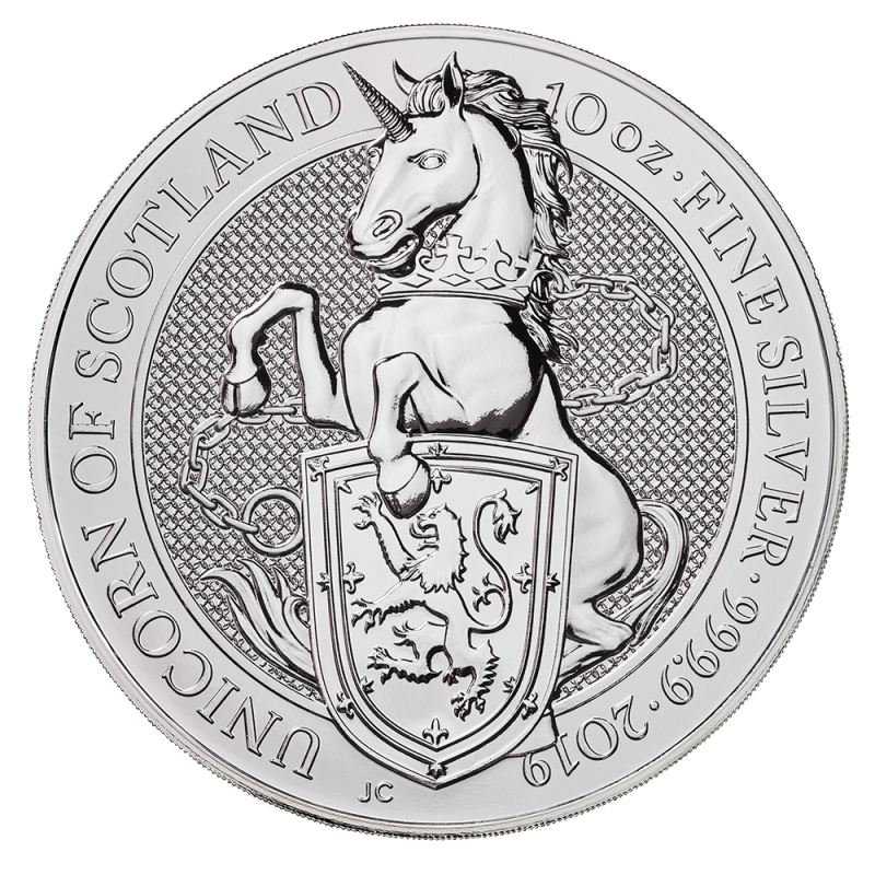 Queen's Beasts Unicorn of Scotland 10oz Silver Coin 2019 | margin scheme
