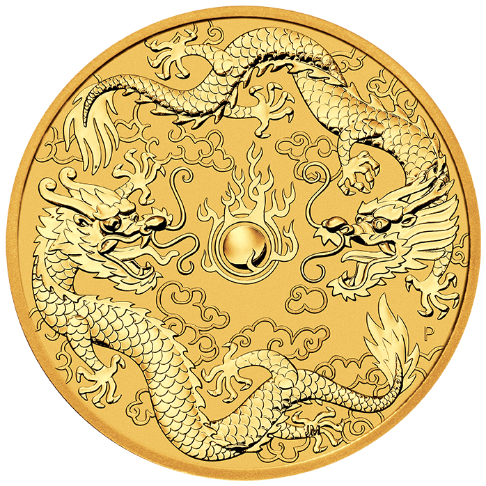 Australian &quot;Chinese Myth &amp; Legends&quot; Dragon and Dragon 1oz Gold Coin 2020