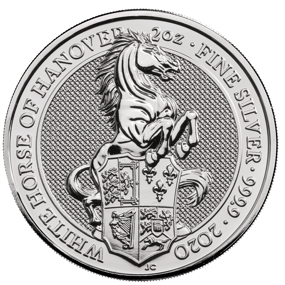 Queen's Beasts White Horse of Hanover 2oz Silver Coin 2020 margin scheme
