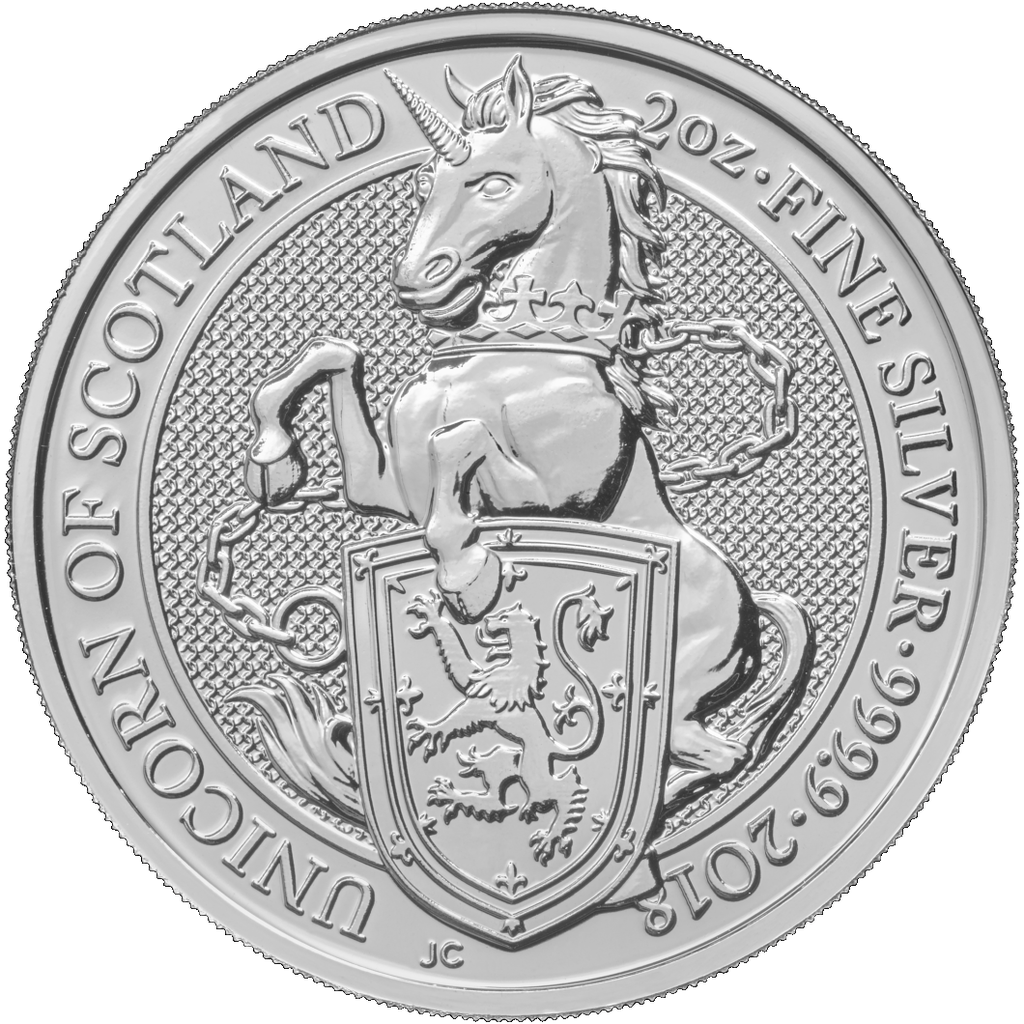 Queen's Beasts Unicorn 2oz Silver Coin 2018 margin scheme