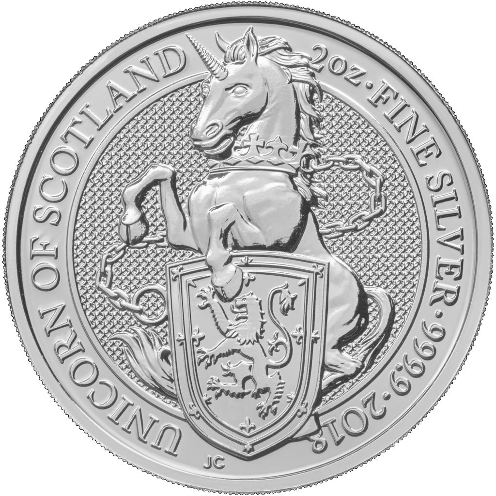 Queen's Beasts Unicorn of Scotland 2oz Silver Coin 2018 margin scheme