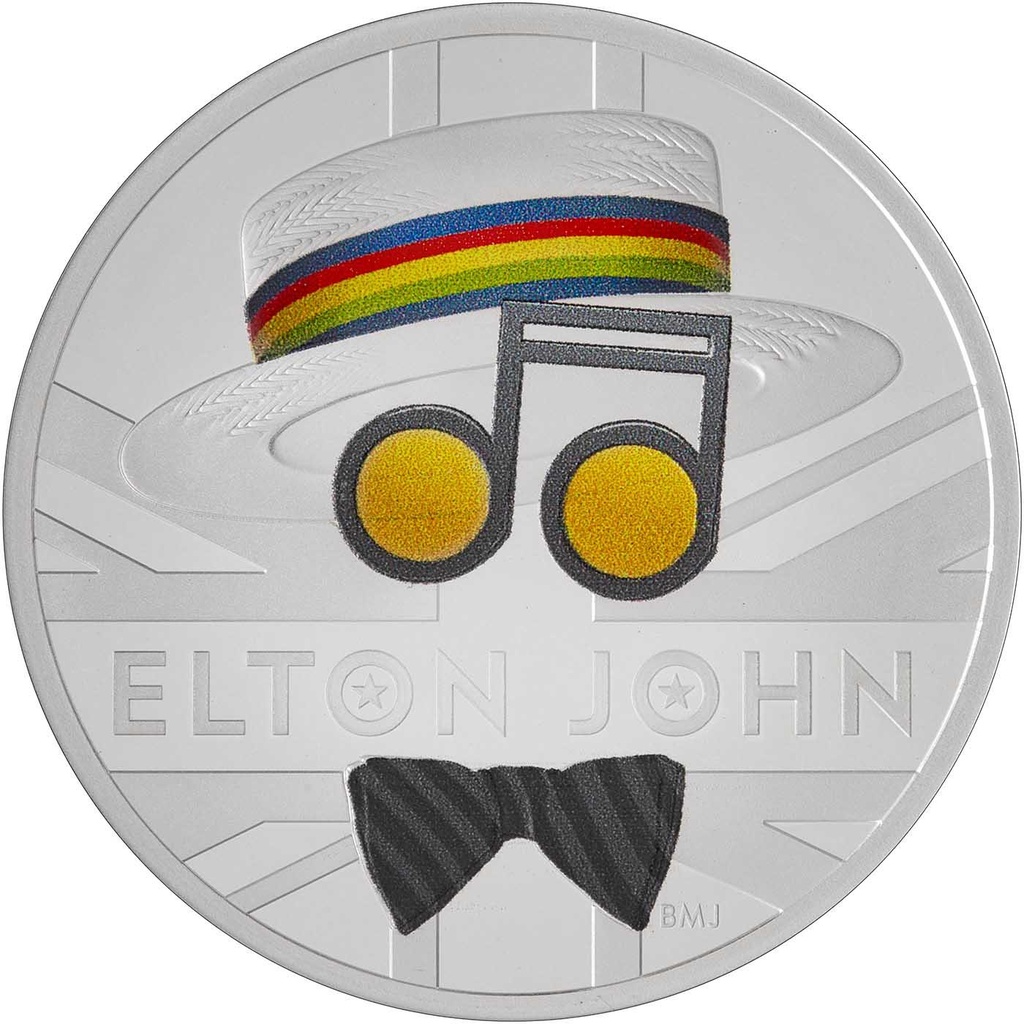 Music Legends - Elton John - 1 oz Silver Coin 2020 Proof margin scheme