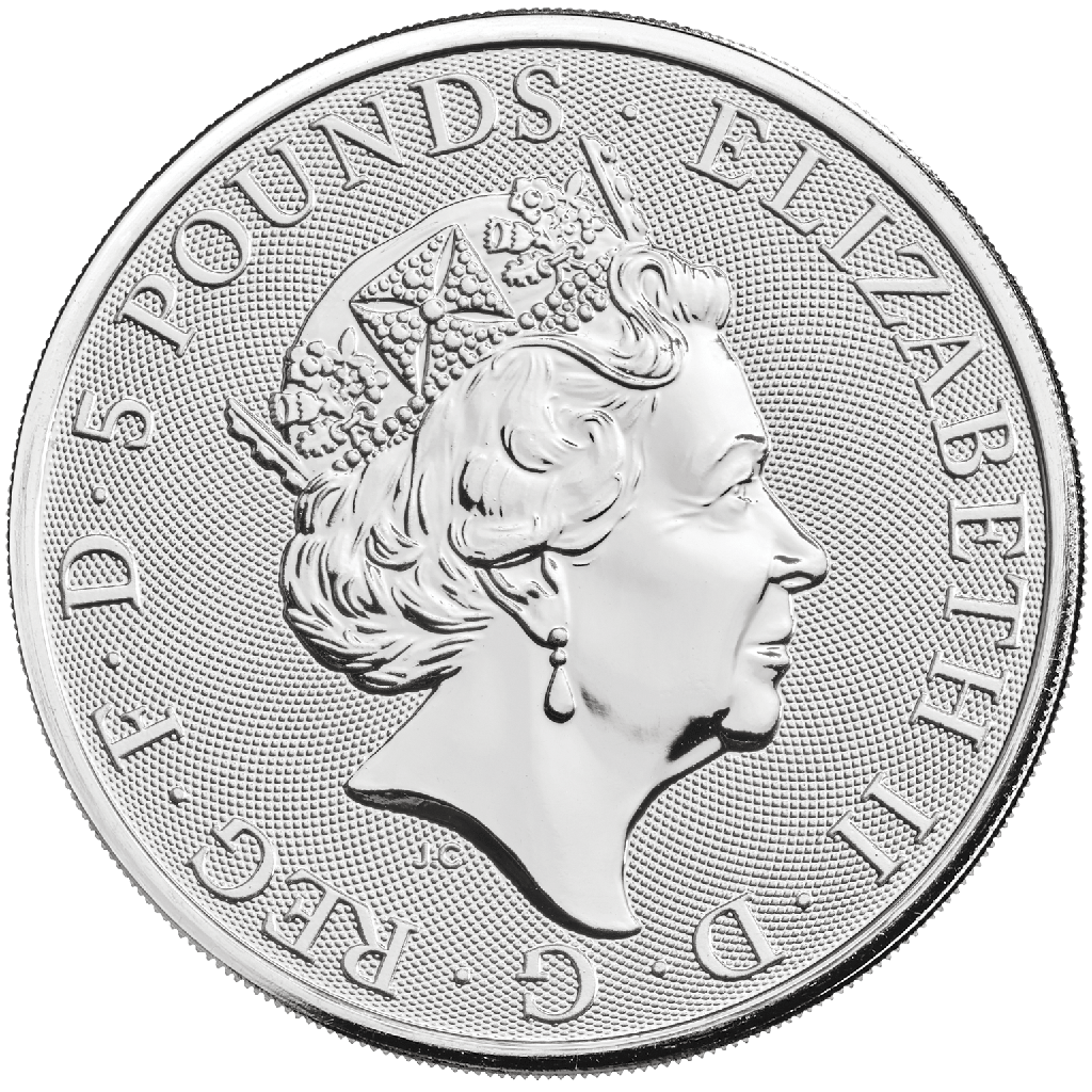 Queen's Beasts White Greyhound of Richmond 2oz Silver Coin 2021 margin scheme