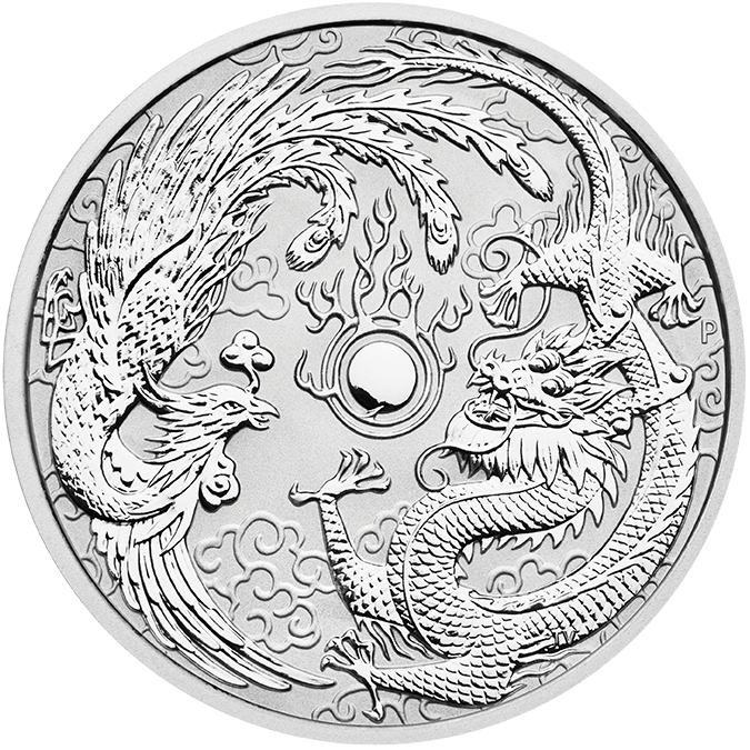 Australian "Chinese Myths & Legends" Dragon and Phoenix 1oz Silver Coin 2017 | margin scheme
