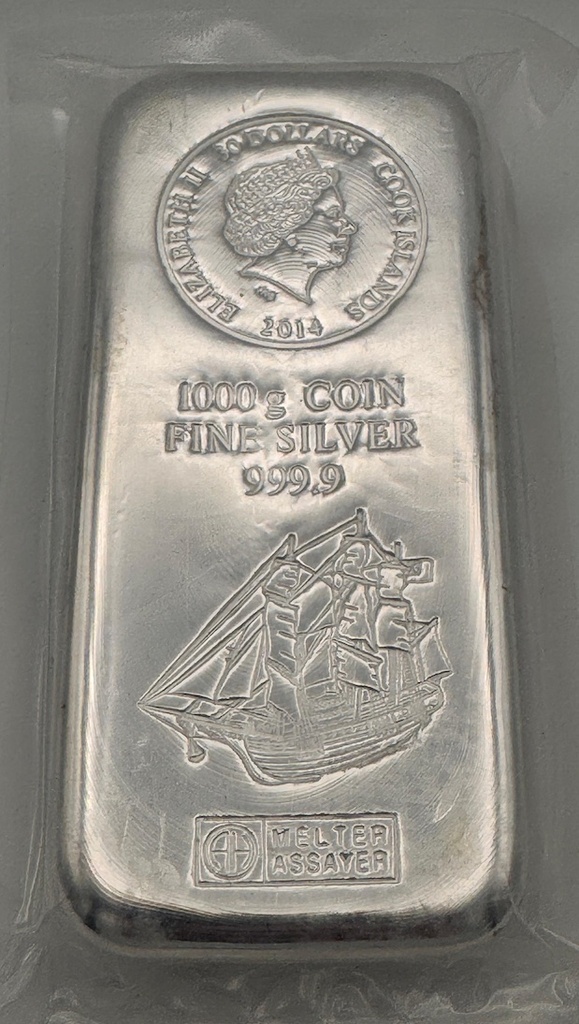 Silver Coin Bar 1 Kilo Cook Islands - margin scheme