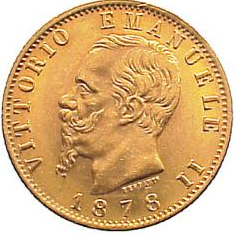 20 Lire Vittorio Emanuele II. Gold Coin | 1861-1878 | Italy