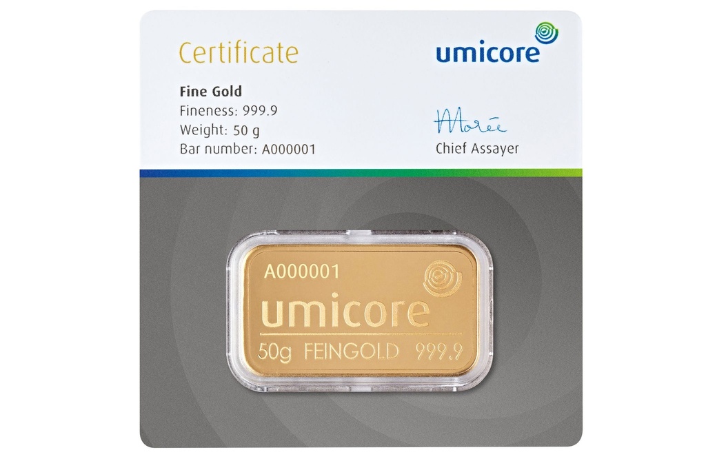 50 Gram Gold Bar Umicore