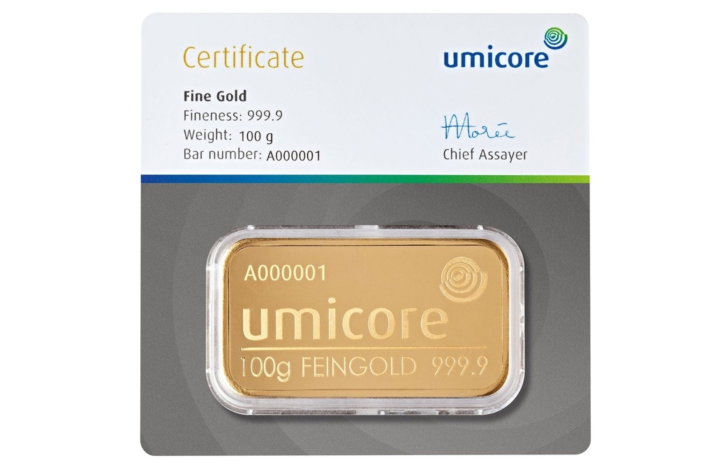 100 Gram Gold Bar Umicore
