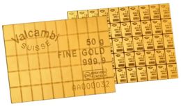 50 x 1g Gold CombiBar Valcambi with Certificate