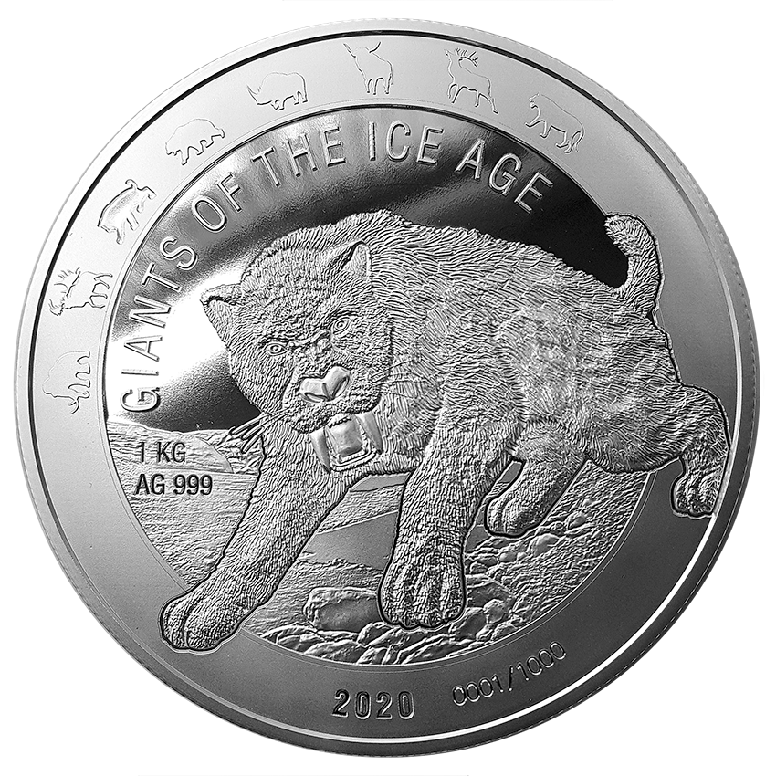 Ice Age Giants - Saber-Toothed Cat - 1oz Silver Coin 2020 margin scheme