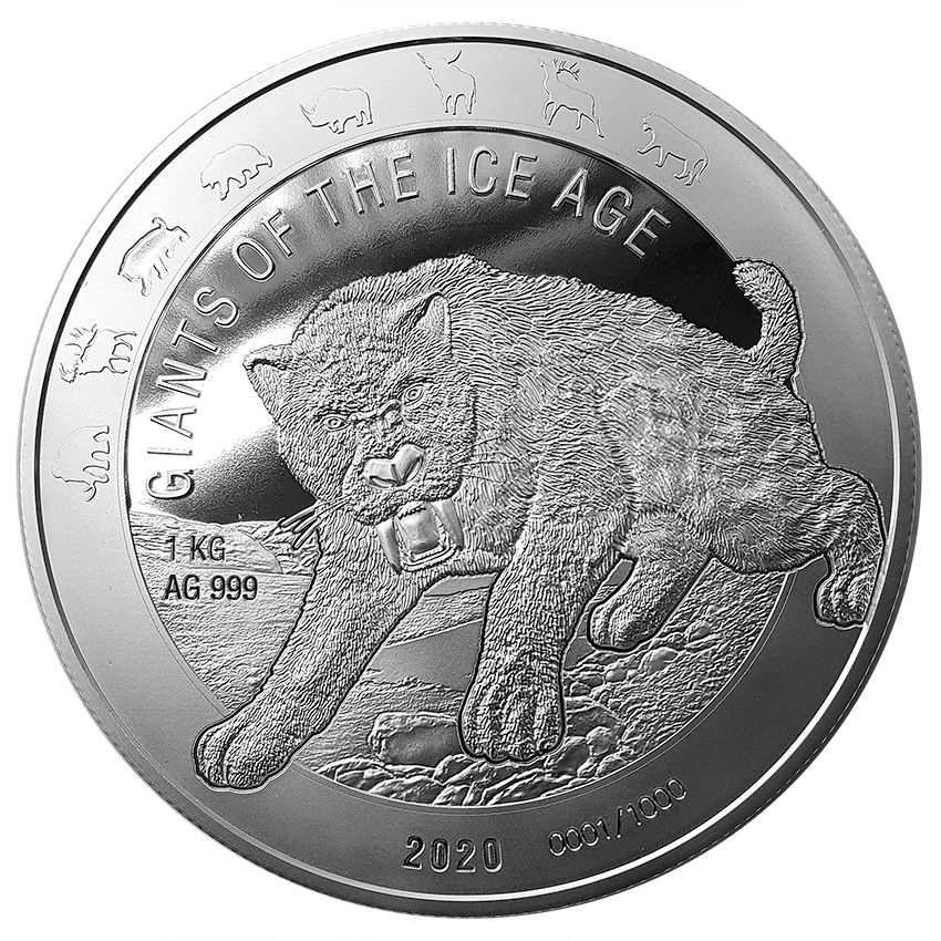 Ice Age Giants - Saber-Toothed Cat 1oz silver coin 2020 | margin scheme