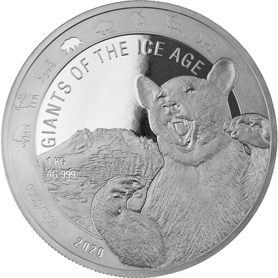 Ice Age Giants - Cave Bear - 1oz Silver Coin 2020 margin scheme