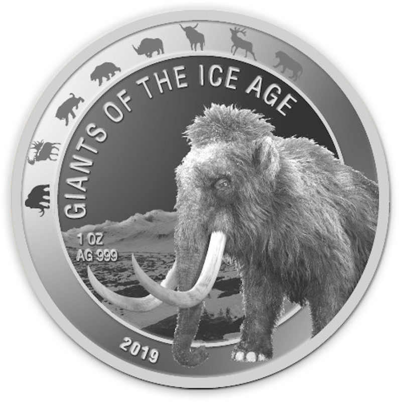 Ice Age Giants - Mammoth 1oz Silver Coin 2019 | margin scheme