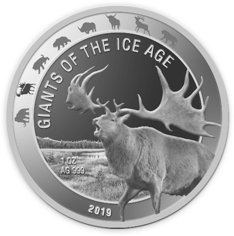 Ice Age Giants - Giant Deer - 1oz Silver Coin 2019 margin scheme