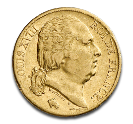 20 Francs Louis XVIII. Gold Coin | 1816-1824 | France