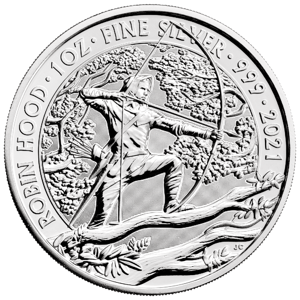 Myths and Legends Robin Hood 1oz Silver Coin 2021 margin scheme