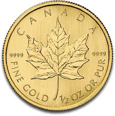 Maple Leaf 1/2oz Gold Coin different years