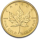 Maple Leaf 1/2oz Gold Coin different years