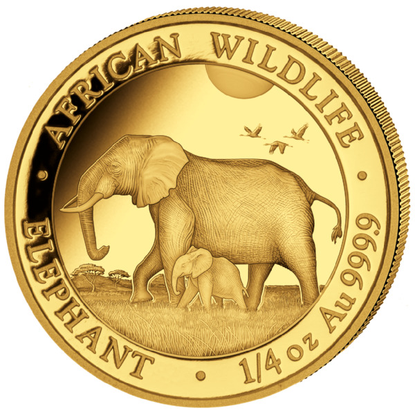 Somalia Elephant 1/4 oz Gold Coin 2022